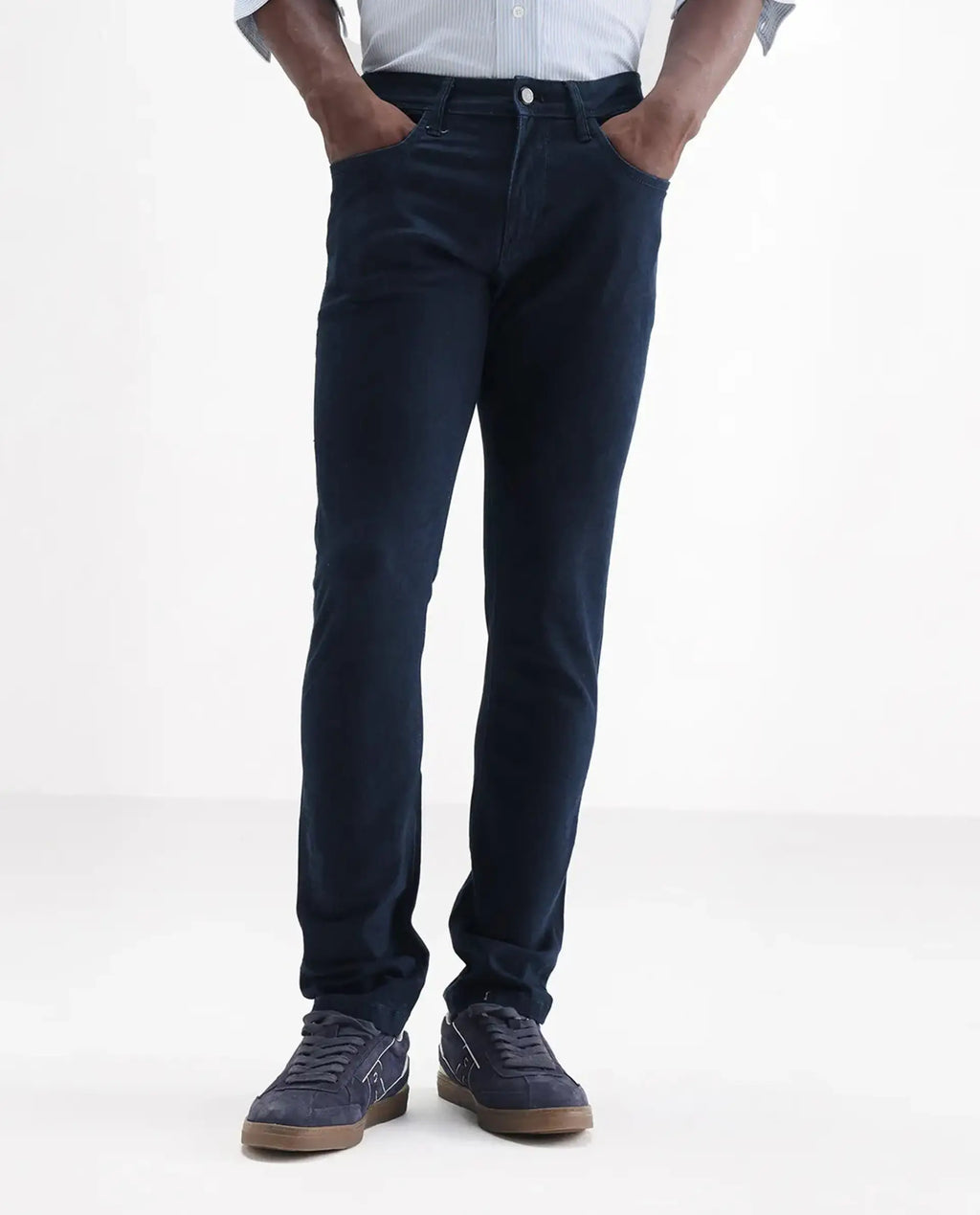 Rare Rabbit Men's Mambo Navy Cotton Plain Hawk Slim Fit Jeans