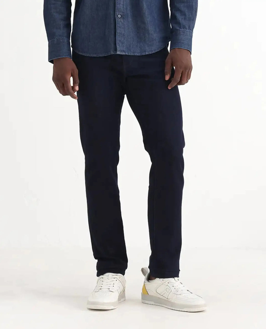 Rare Rabbit Men's Manado Dark Navy Cotton Blend Plain Hawk Slim Fit Jeans