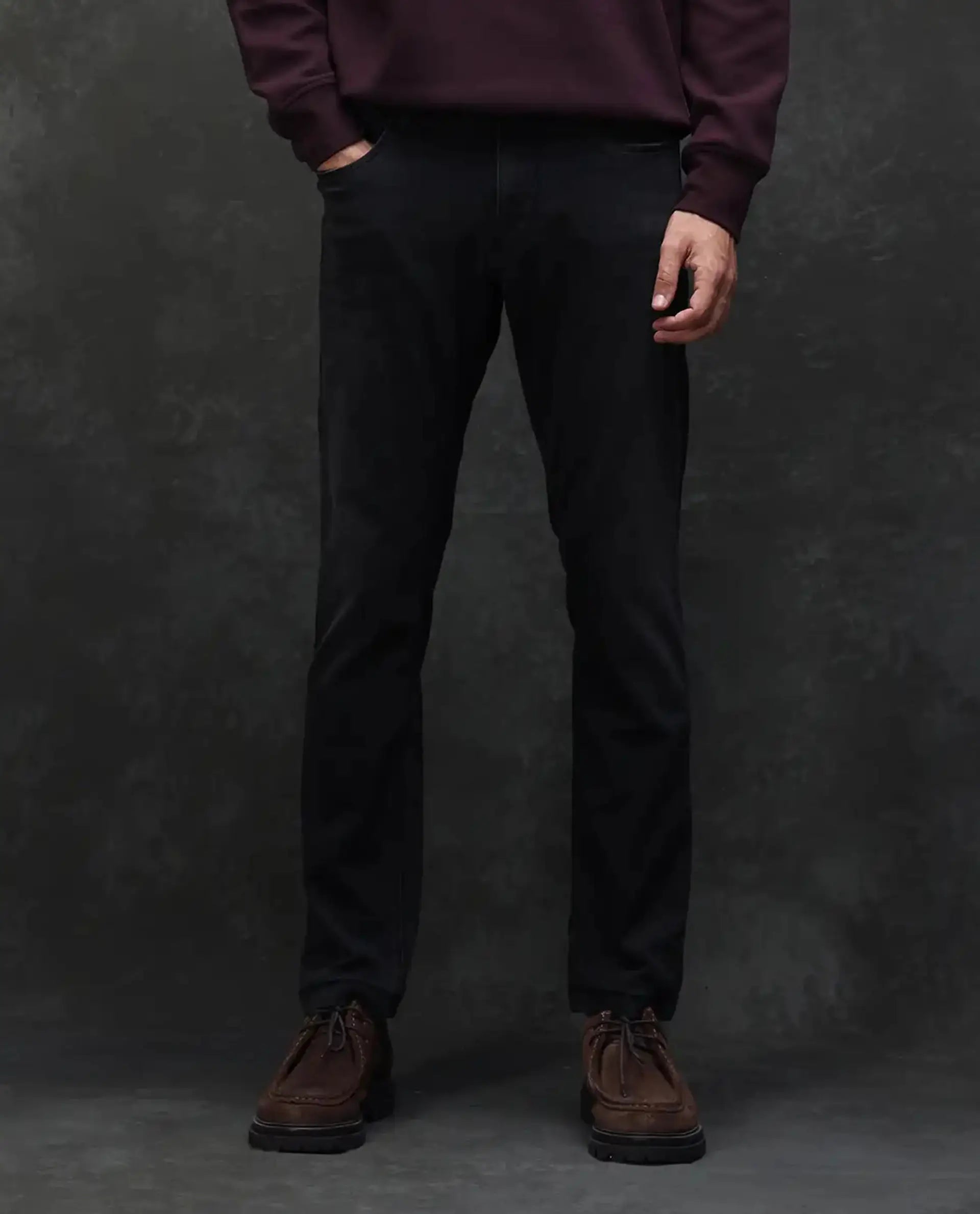 Rare Rabbit Men's Orleans Black Cotton Plain Hawk Slim Fit Jeans