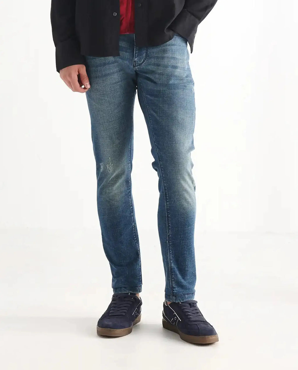 Rare Rabbit Men's Sator Light Blue Cotton Plain Hawk Slim Fit Jeans
