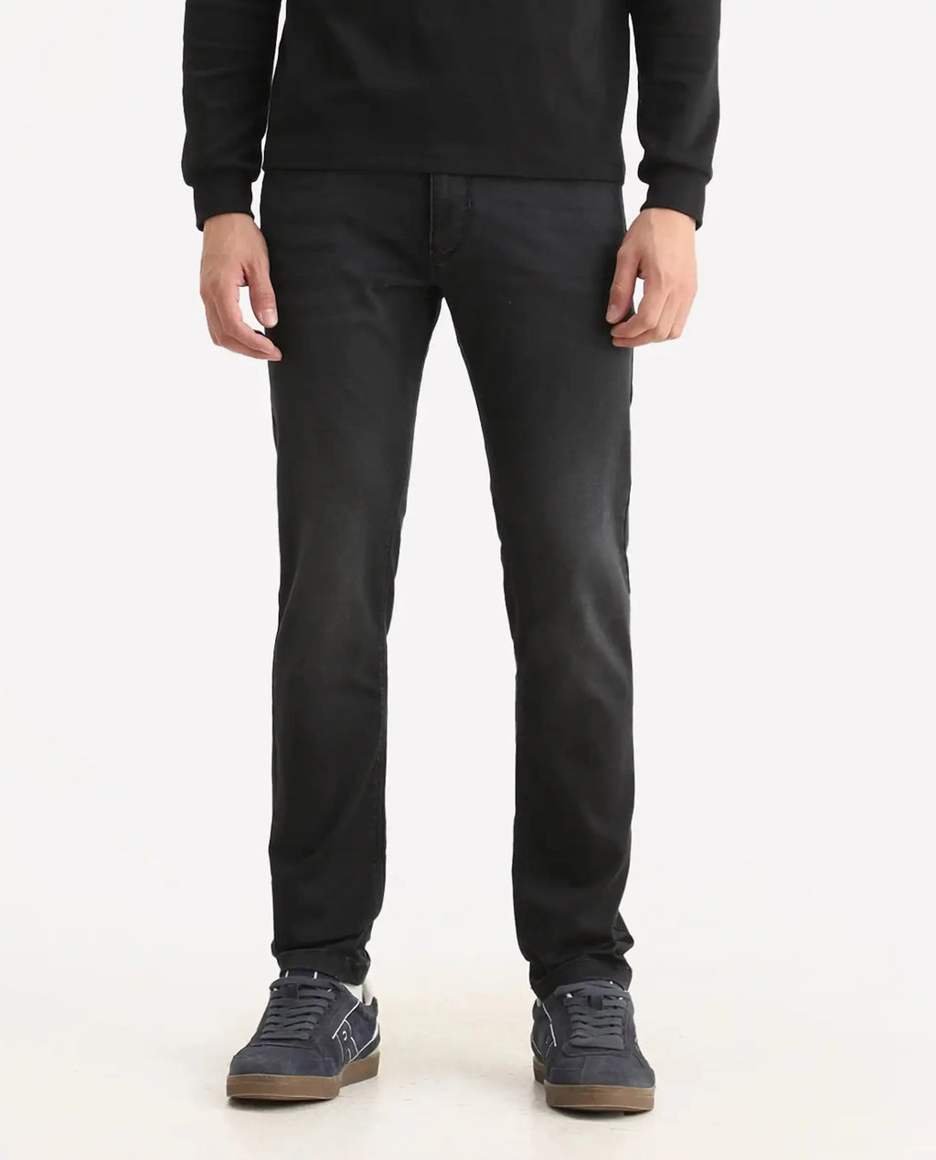 Rare Rabbit Men's Tours-1 Dark Grey Cotton Blend Fabric Hawk Slim Plain Jeans