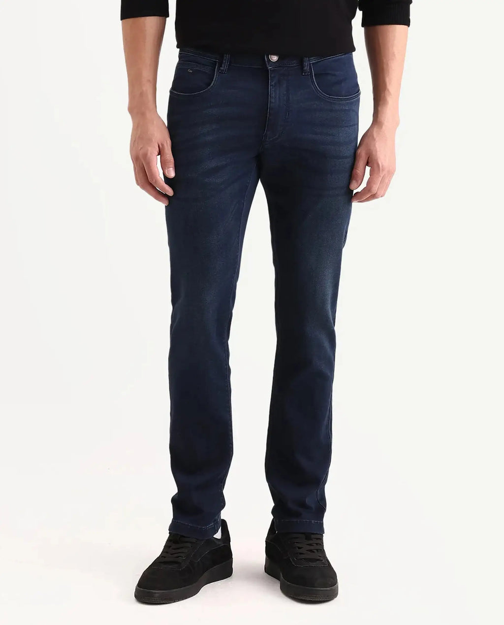 Rare Rabbit Men's Tours-2 Dark Blue Cotton Blend Fabric Hawk Slim Fit Jeans