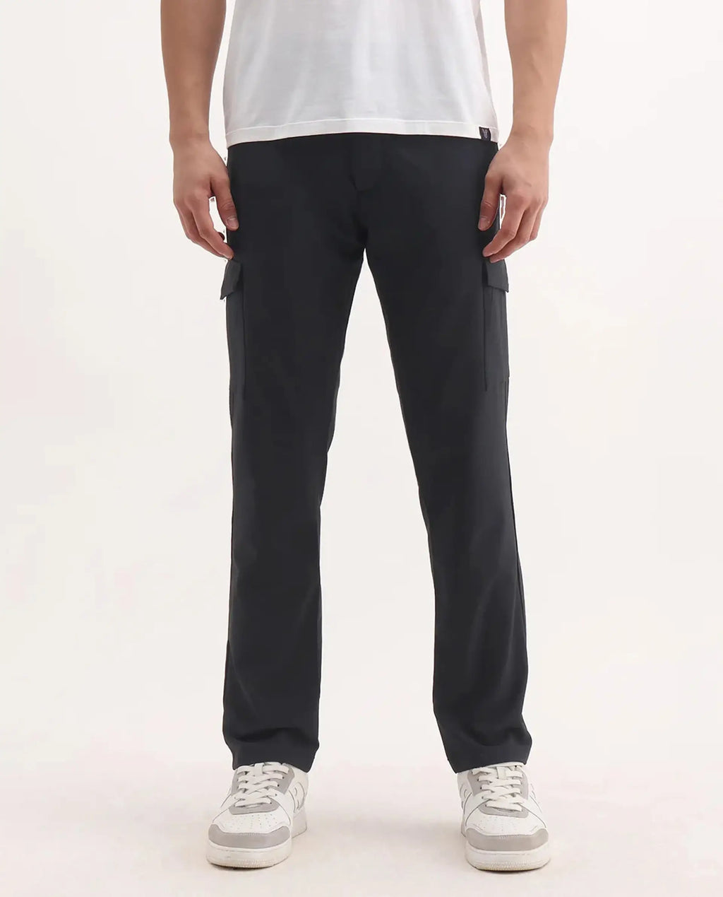 Rare Rabbit Men's Traco Black Cotton Plain Regular Fit Trouser
