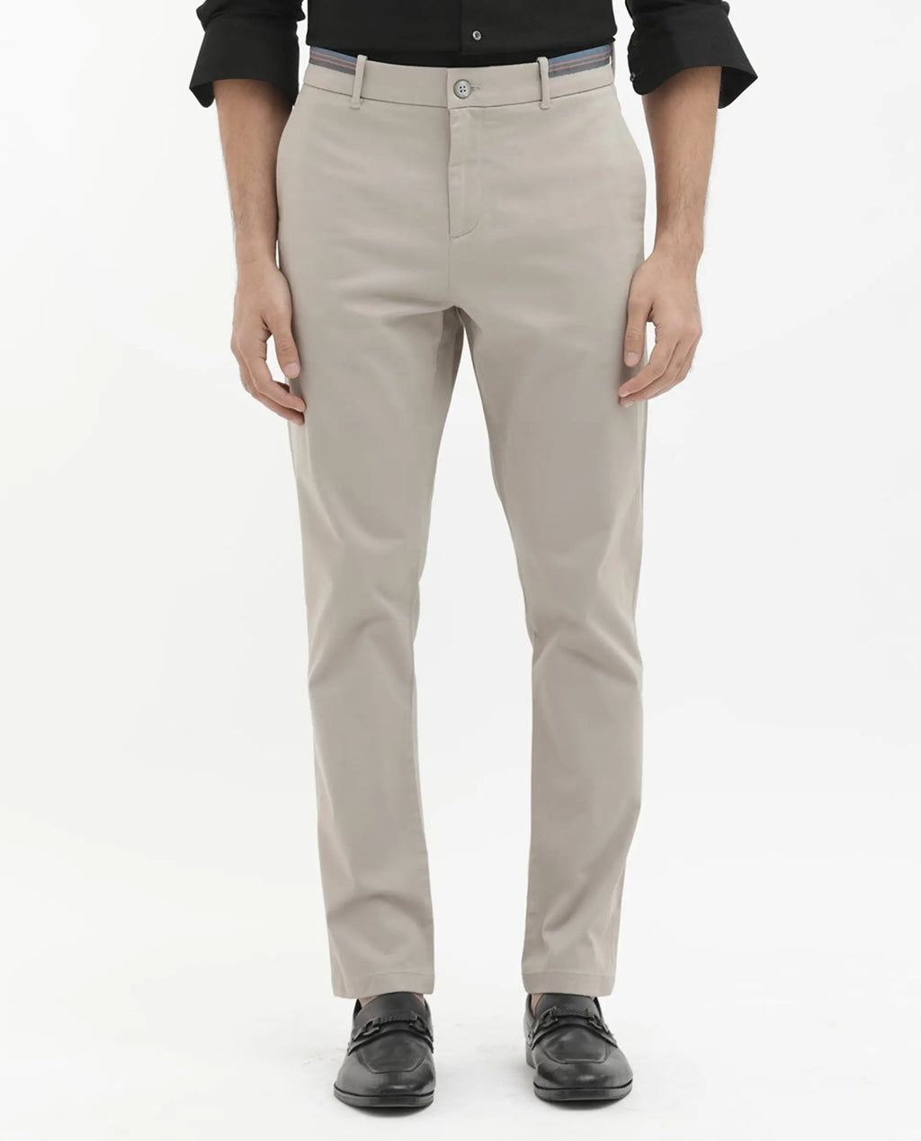 Rare Rabbit Men's Trello Beige Cotton Blend Plain Regular Fit Trouser