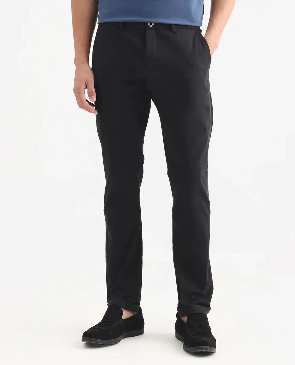 Rare Rabbit Men's Trews-22 Black Cotton Plain Regular Fit Trouser