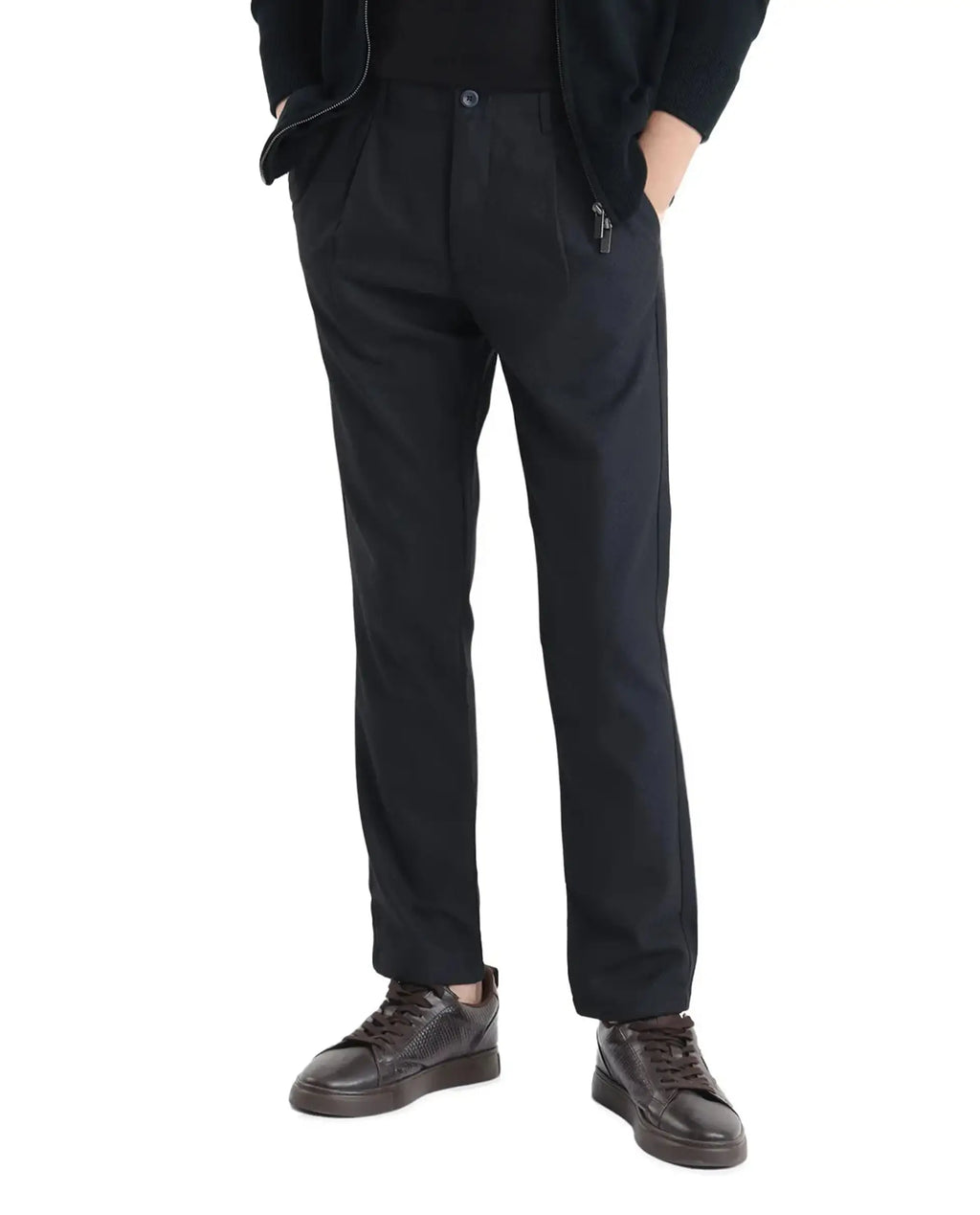 Rare Rabbit Men's Tula Navy Cotton Plain Relaxed Fit Trouser