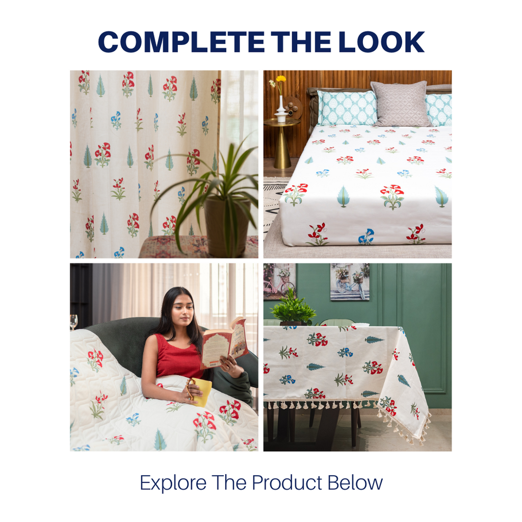 220 TC 100% Cotton printed bedsheet - High Garden Red