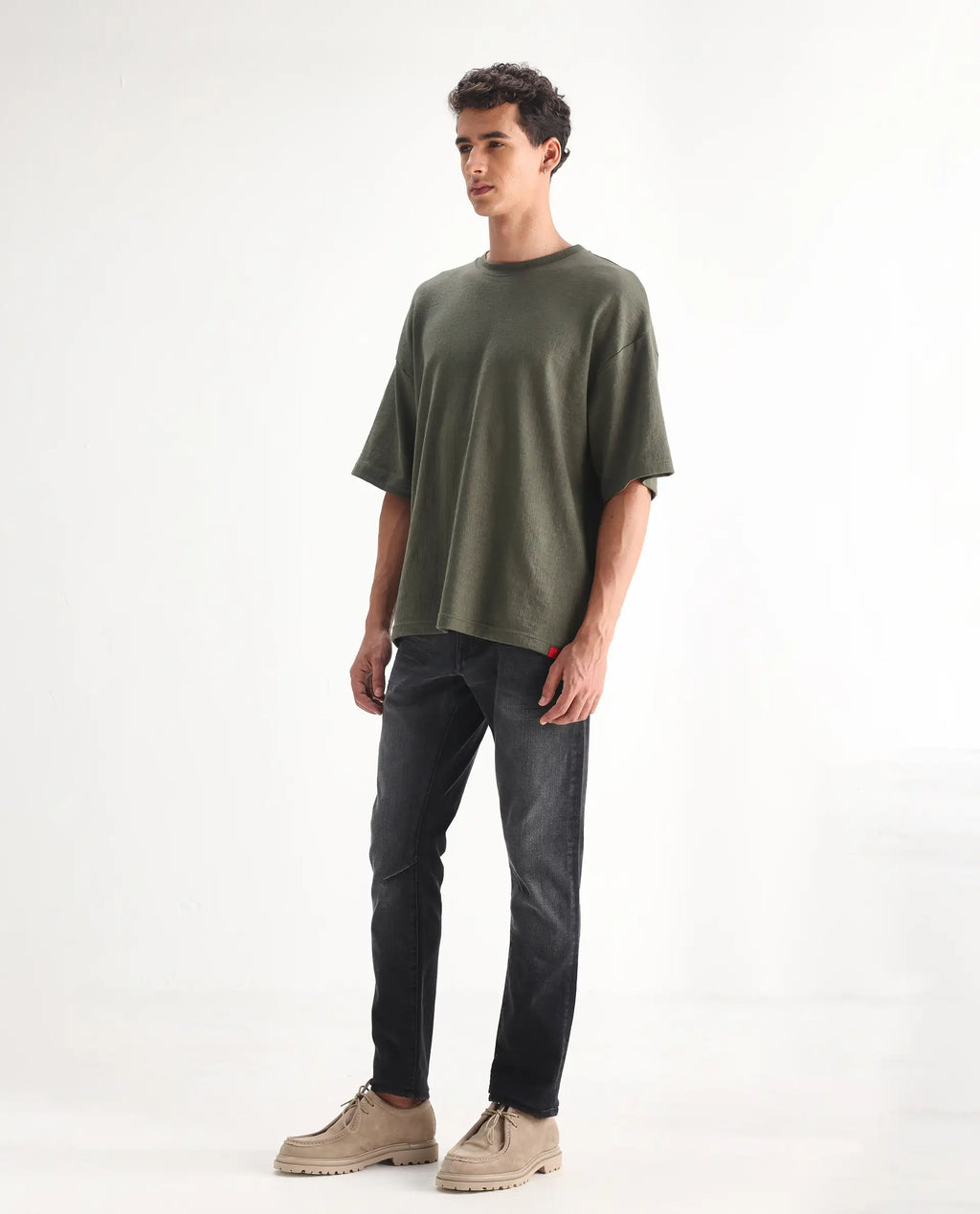 Rare Rabbit Men's Ian Grey Cotton Blend Plain Hawk Slim Fit Jeans