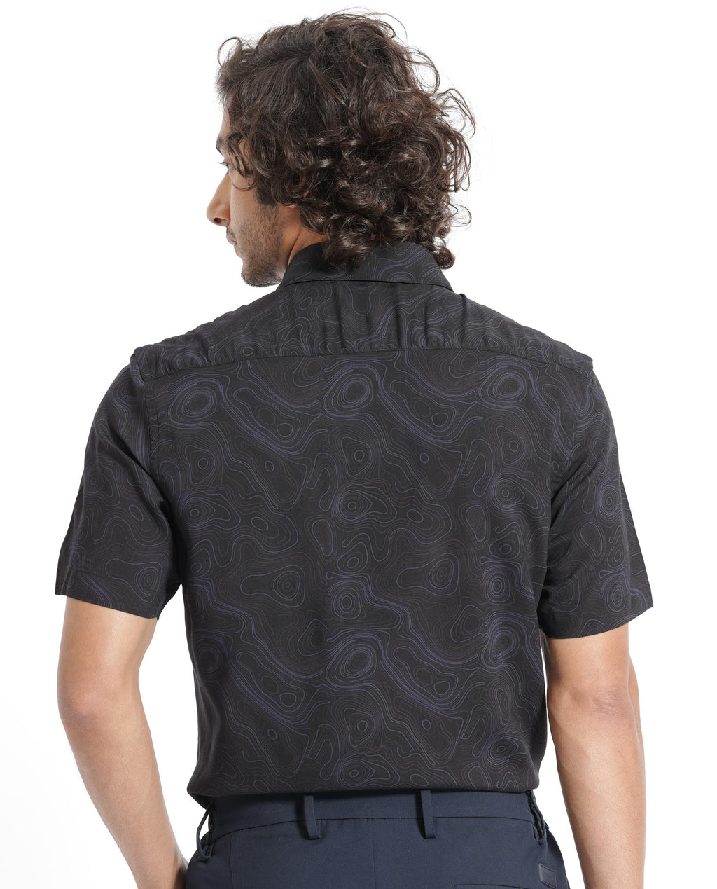 Rare Rabbit Men's Ignitee Ss Black Cotton Abstract Print Regular Fit Half Sleeve Collared Shirt
