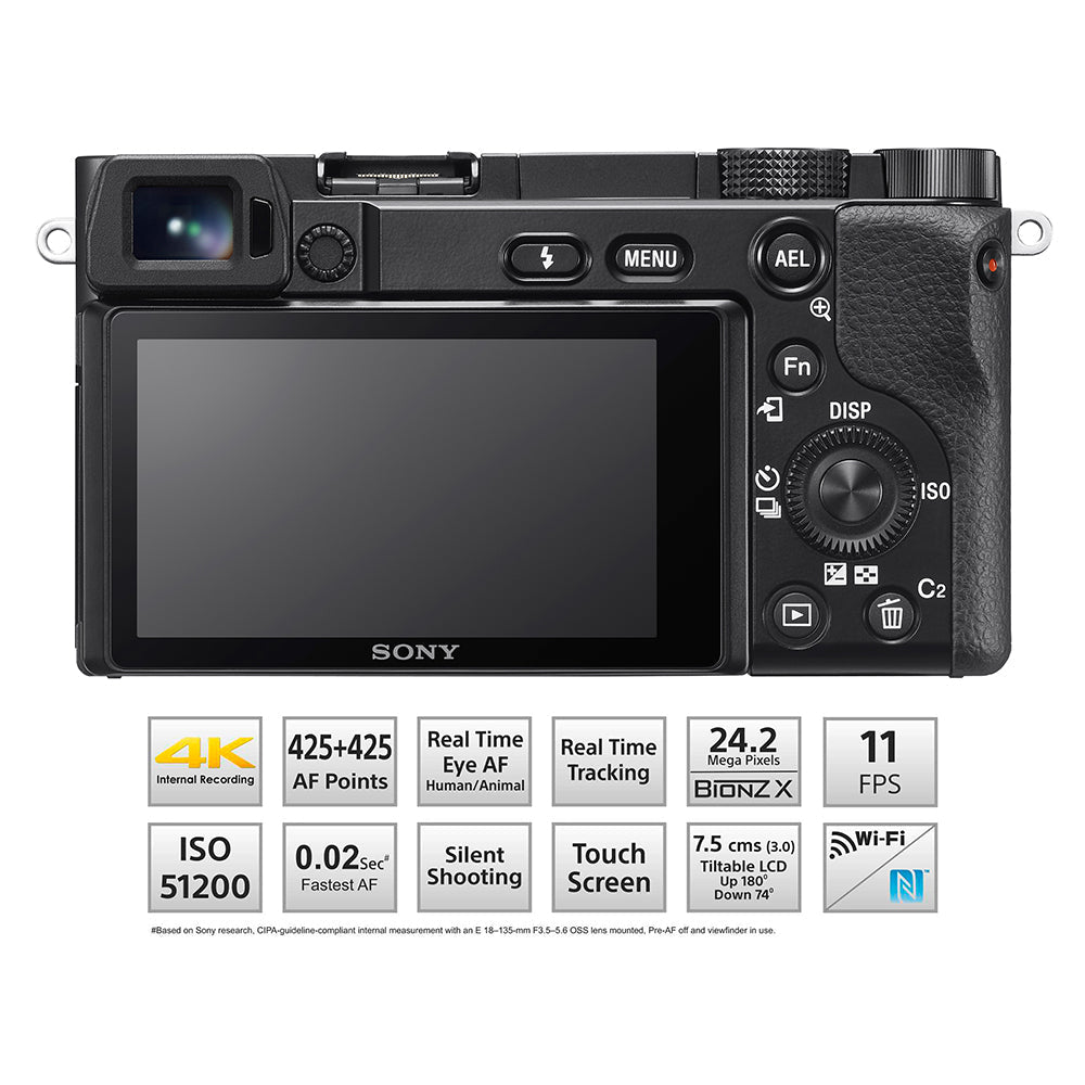 Sony Alpha 6100 APS-C Camera with fast AF (ILCE-6100L) | 24.2 MP Mirrorless Camera, 11 FPS, 4K/30p, with a 16-50mm Power Zoom lens