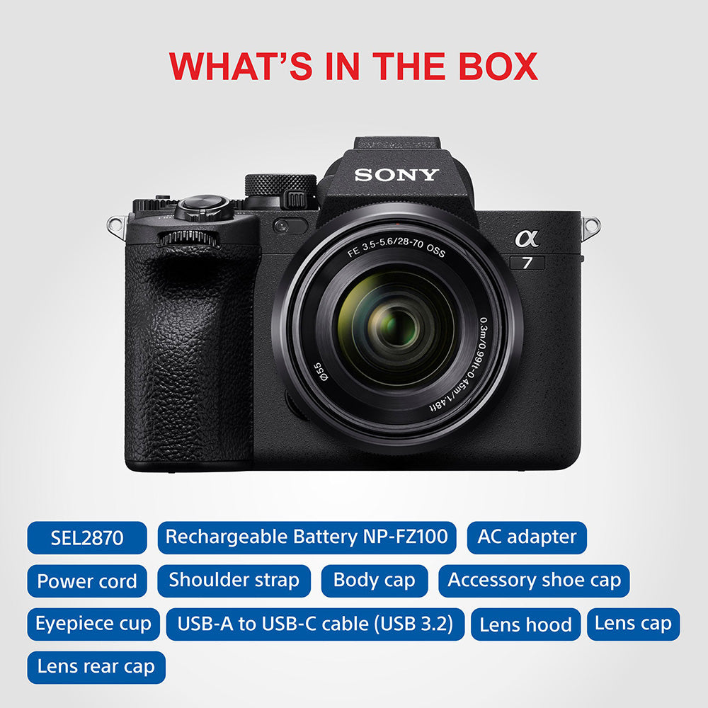 Sony Alpha 7IV Full-Frame Hybrid Camera (ILCE-7M4K) | 33 MP  Mirrorless Camera, 10 FPS, 4K/60p, with 28 -70 mm Zoom Lens