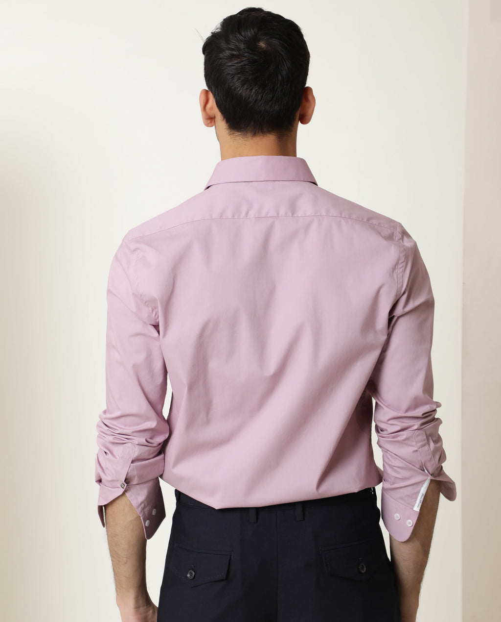 Rare Rabbit Men's Neutons Pink Cotton Plain Regular Fit Full Sleeve Collared Shirt