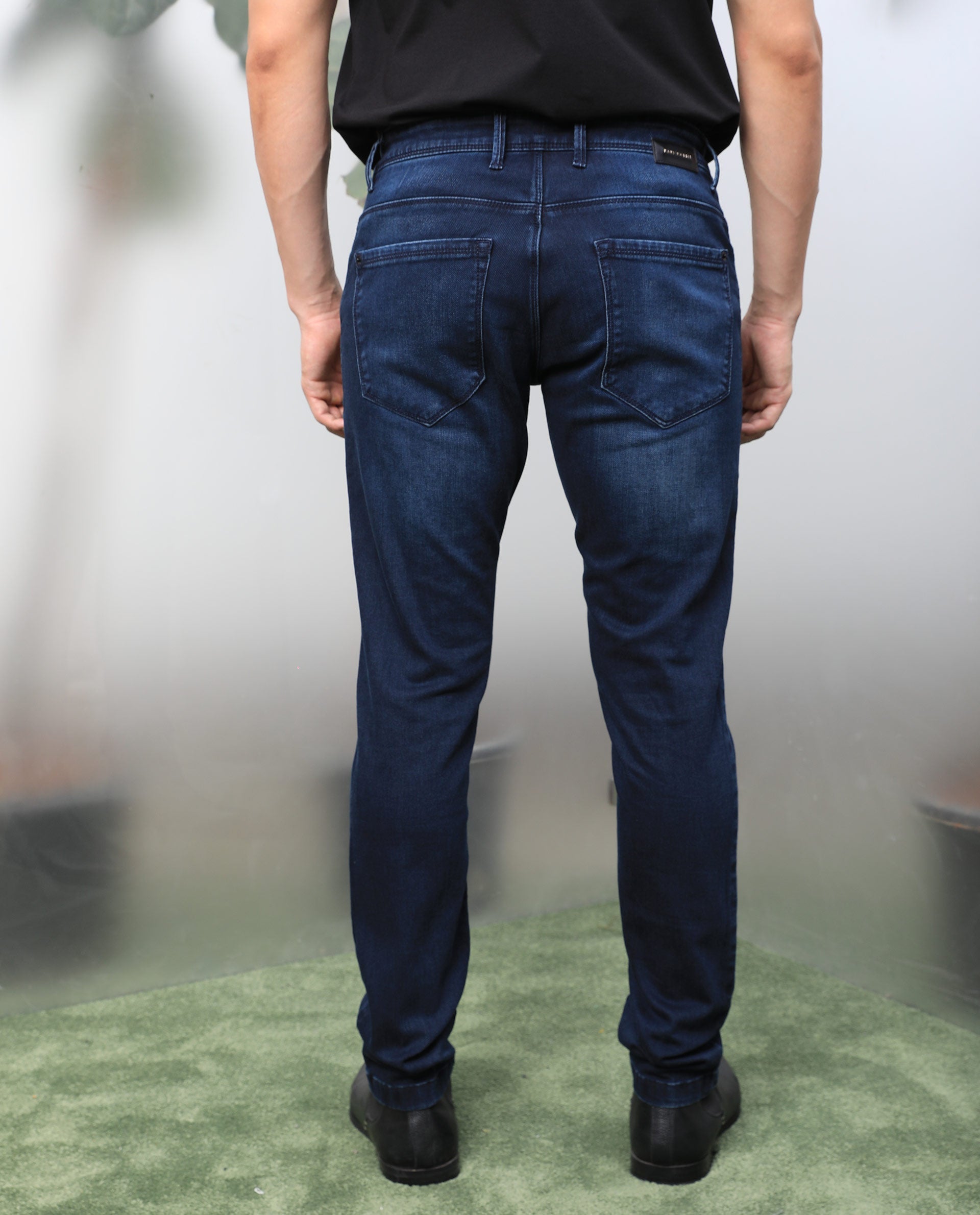 Rare Rabbit Men's Chevillon Dark Navy Cotton Plain Hawk Slim Fit Jeans