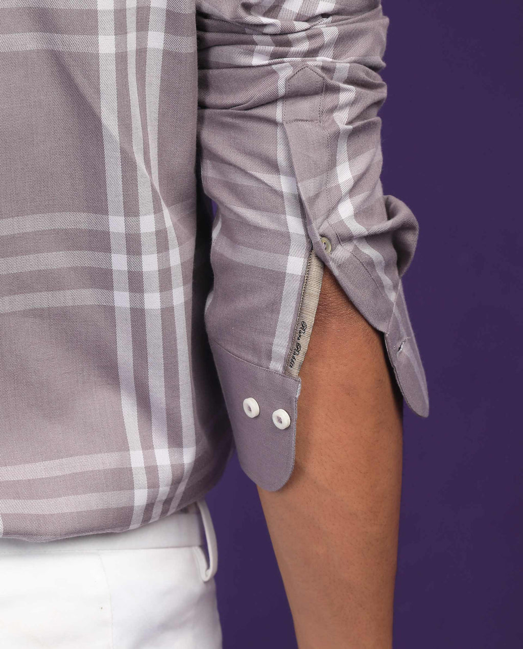 Rare Rabbit Men's Carnet Dusky Purple Cotton Checked Print Regular Fit Full Sleeve Collared Shirt