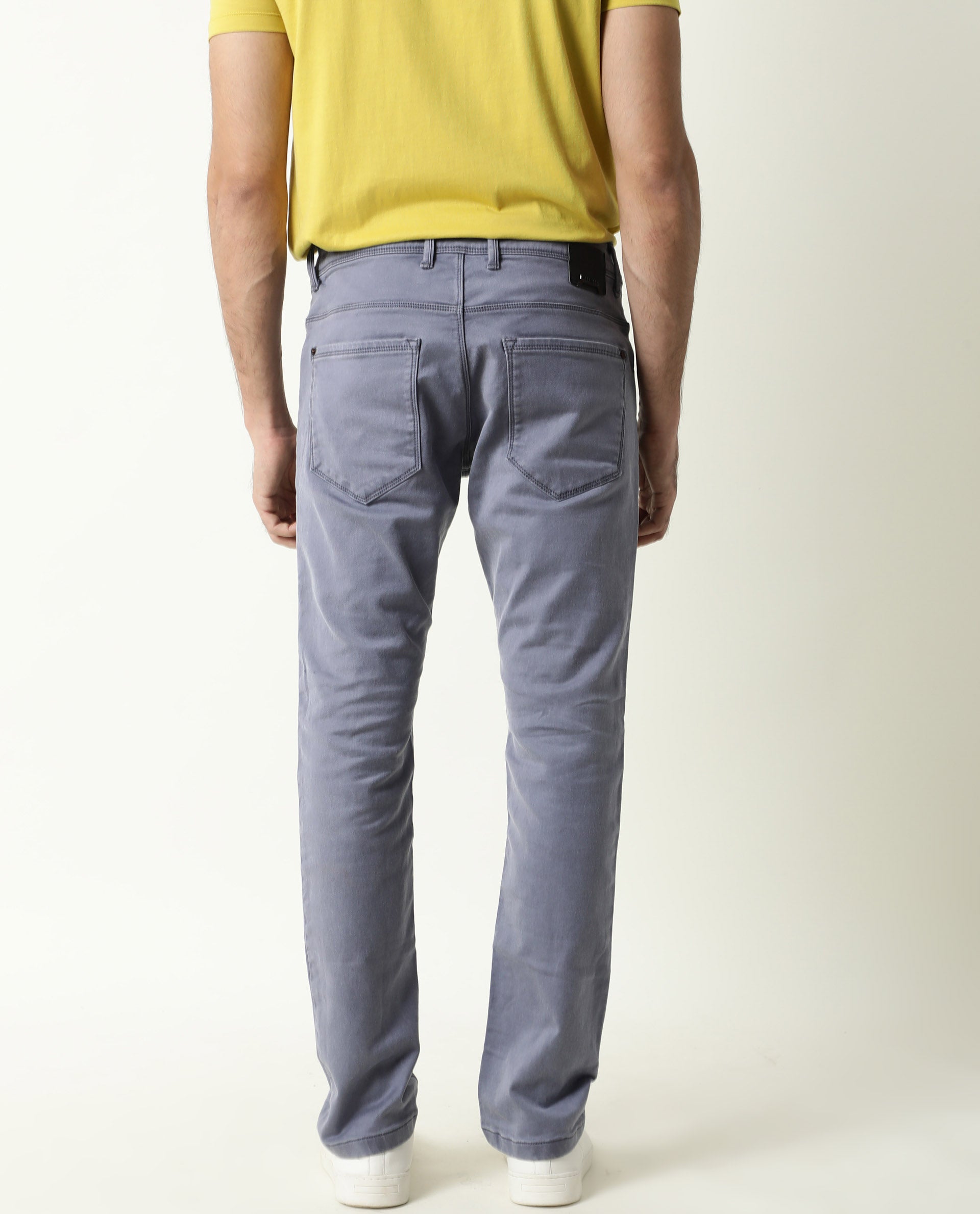 Rare Rabbit Men's Vigo Purple Cotton Plain Hawk Slim Fit Jeans