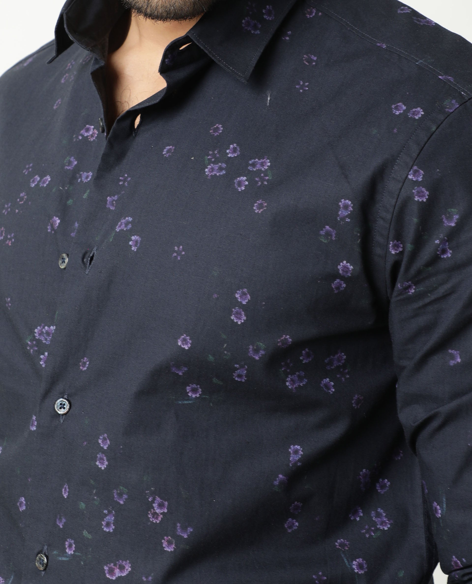 Rare Rabbit Men's Itxy Navy Cotton Graphic Print Regular Fit Full Sleeve Collared Shirt