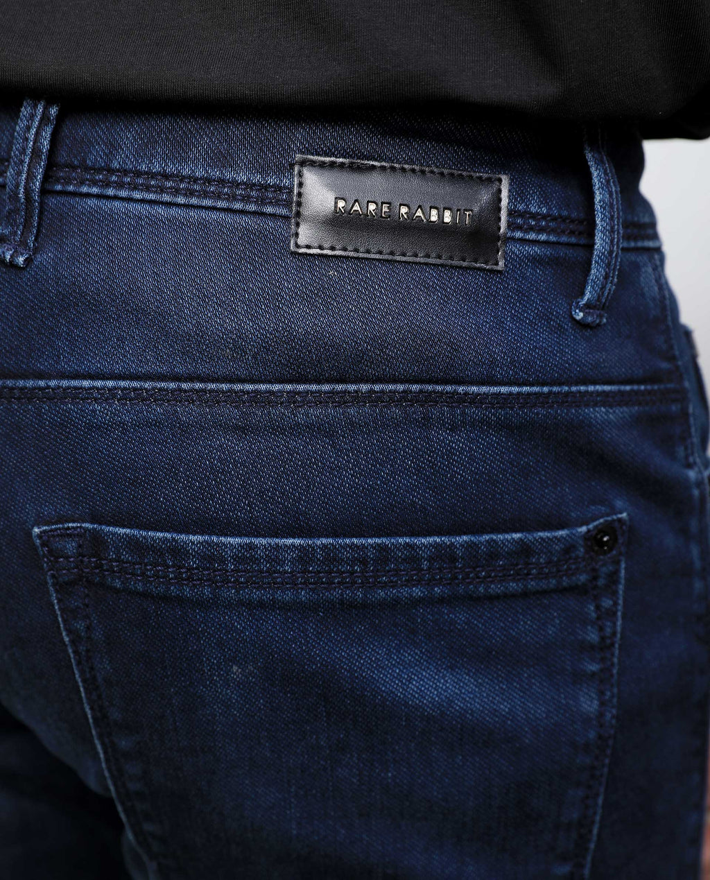 Rare Rabbit Men's Chevillon Dark Navy Cotton Plain Hawk Slim Fit Jeans