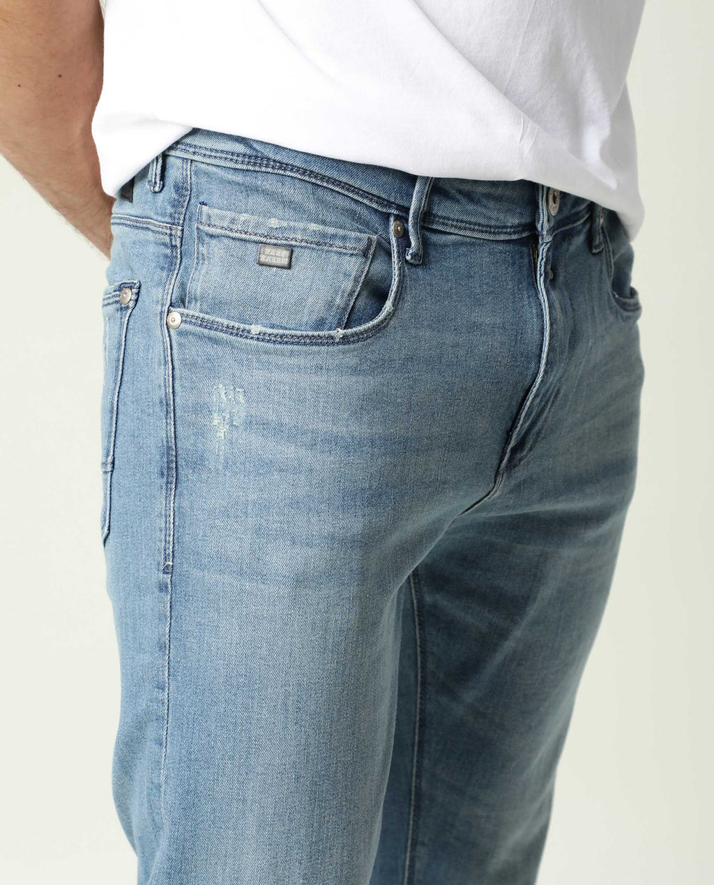 Rare Rabbit Men's Rug-2 Light Blue Cotton Plain Hawk Slim Fit Jeans