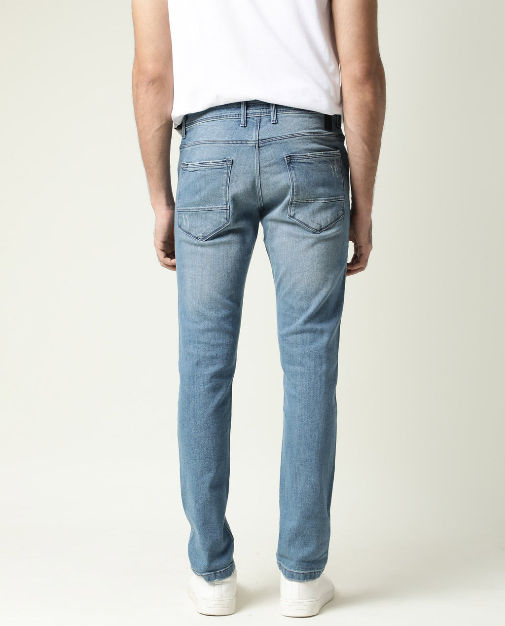 Rare Rabbit Men's Rug-2 Light Blue Cotton Plain Hawk Slim Fit Jeans
