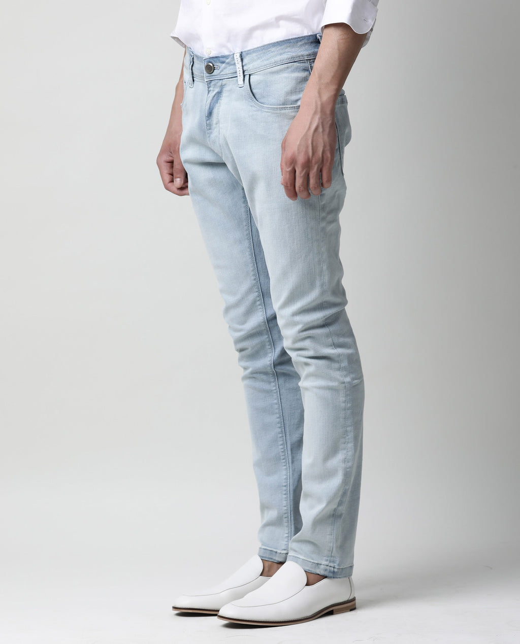 Rare Rabbit Men's Tram Blue Cotton Plain Hawk Slim Fit Jeans