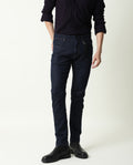 Rare Rabbit Men's Dratt-2 Navy Cotton Plain Hawk Slim Fit Jeans