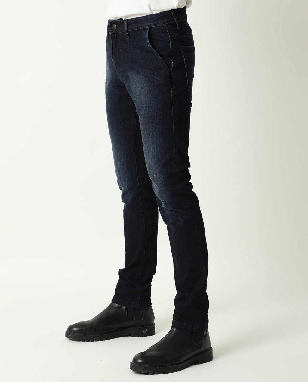 Rare Rabbit Men's Cumbri Black Cotton Plain Hawk Slim Fit Jeans
