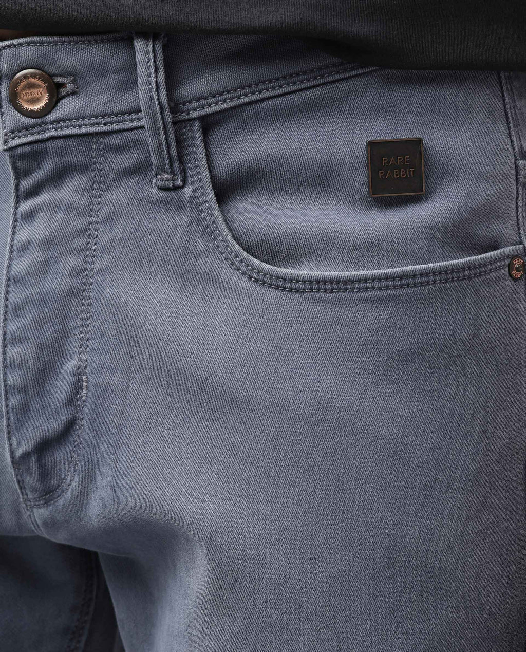 Rare Rabbit Men's Luna Lilac Cotton Plain Hawk Slim Fit Jeans