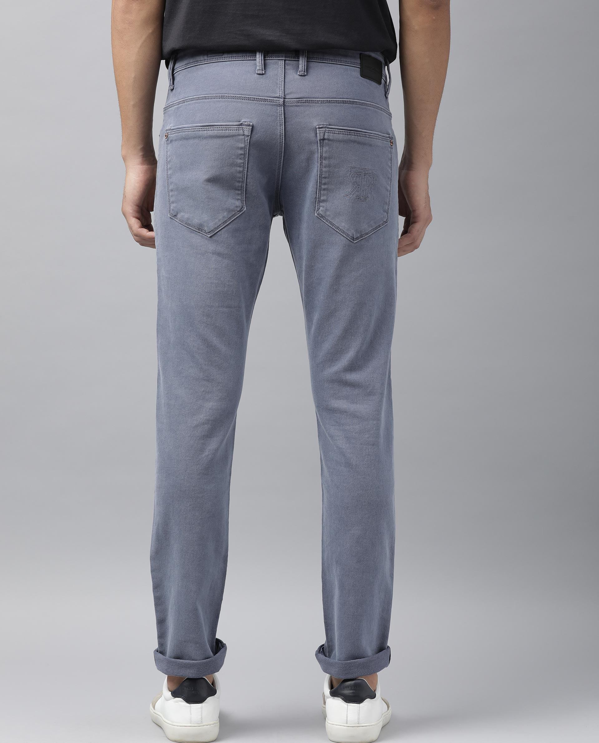 Rare Rabbit Men's Luna Lilac Cotton Plain Hawk Slim Fit Jeans