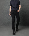 Rare Rabbit Men's Astra Black Cotton Plain Hawk Slim Fit Jeans