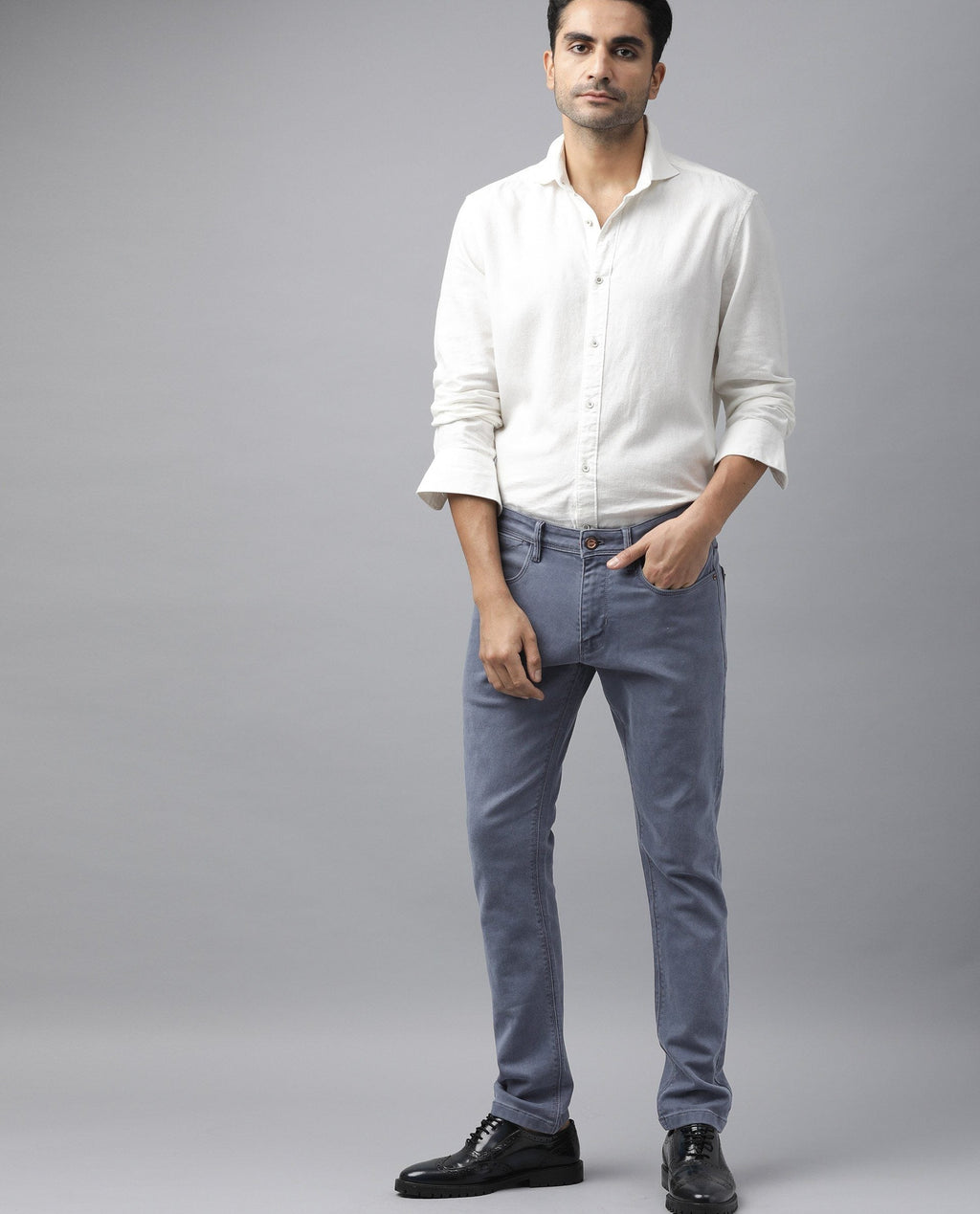 Rare Rabbit Men's Luna Lilac Cotton Plain Hawk Slim Fit Jeans