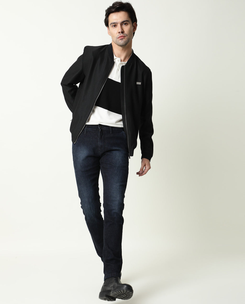 Rare Rabbit Men's Cumbri Black Cotton Plain Hawk Slim Fit Jeans