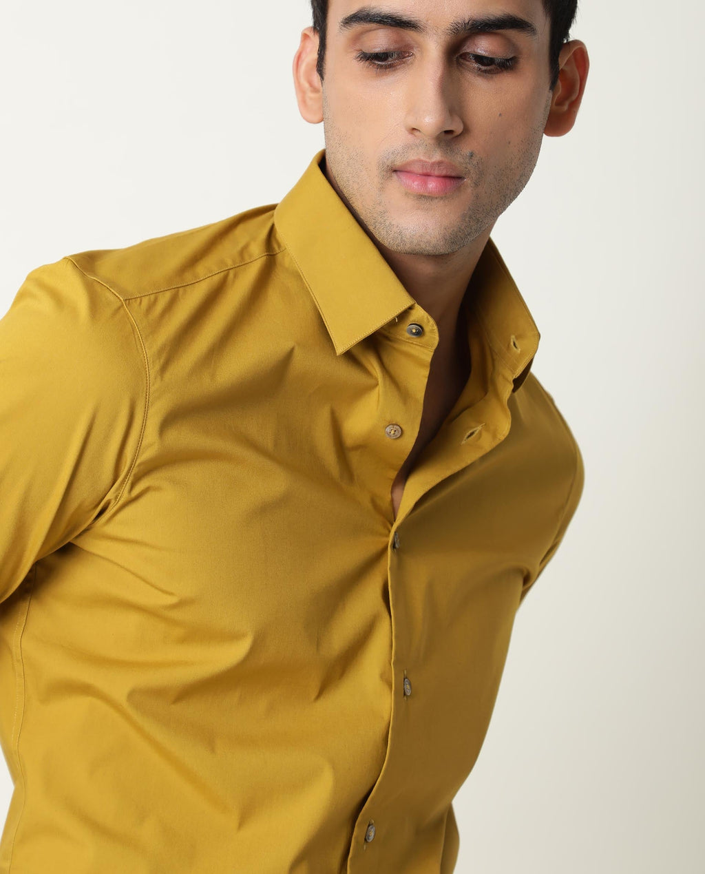 Rare Rabbit Men's Neutrons Yellow Cotton Regular Fit Full Sleeve Spread Collar Shirt
