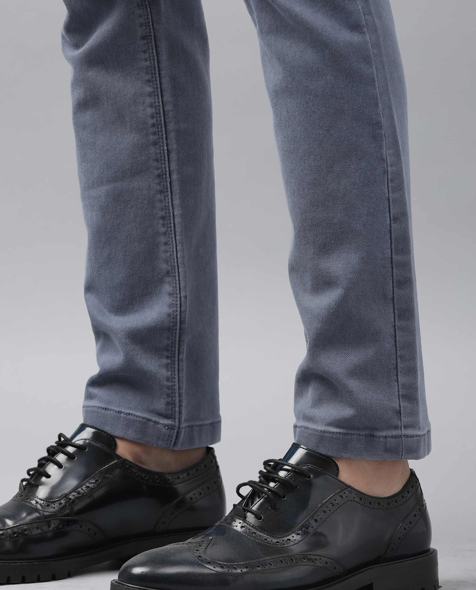 Rare Rabbit Men's Luna Lilac Cotton Plain Hawk Slim Fit Jeans