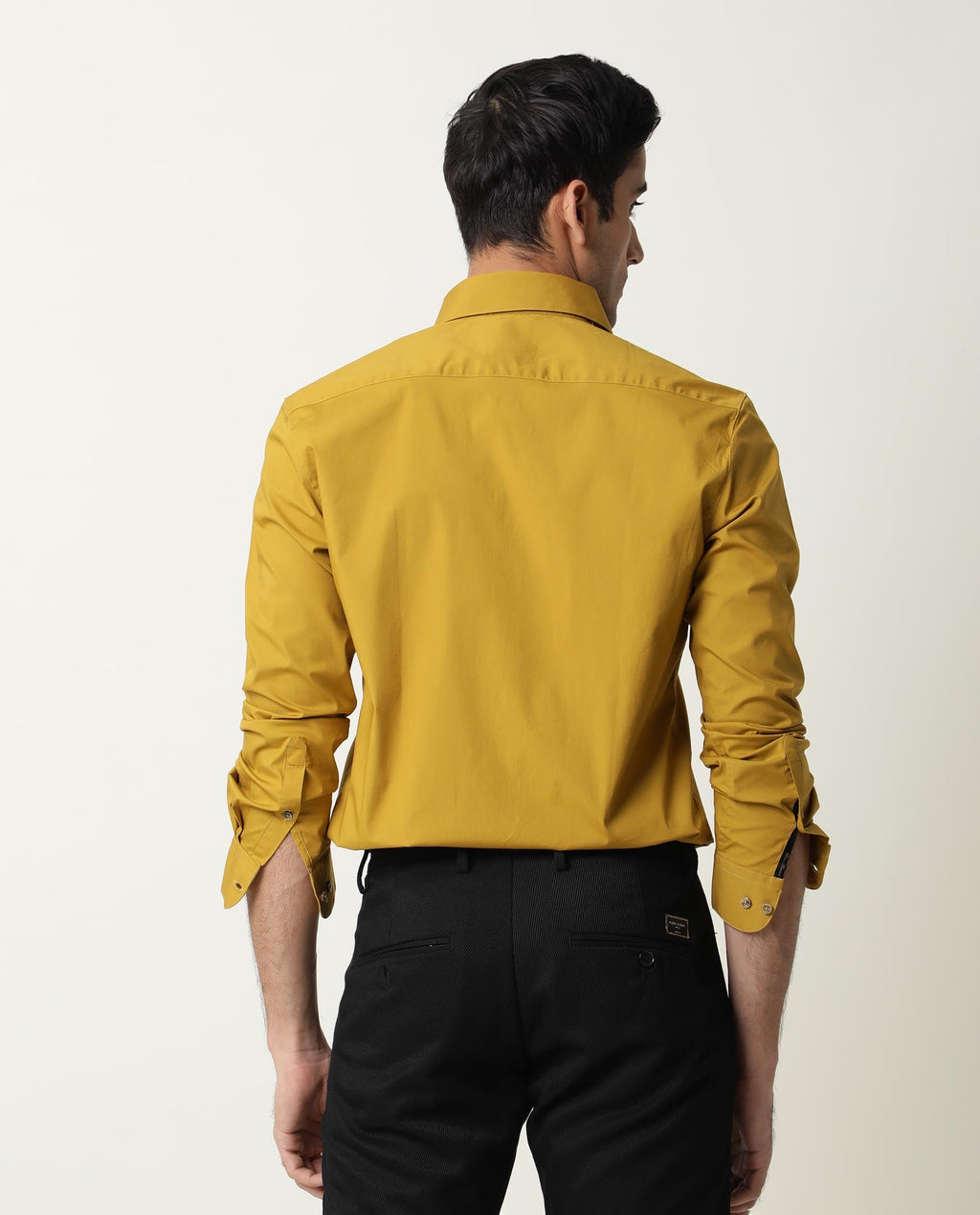 Rare Rabbit Men's Neutrons Yellow Cotton Regular Fit Full Sleeve Spread Collar Shirt