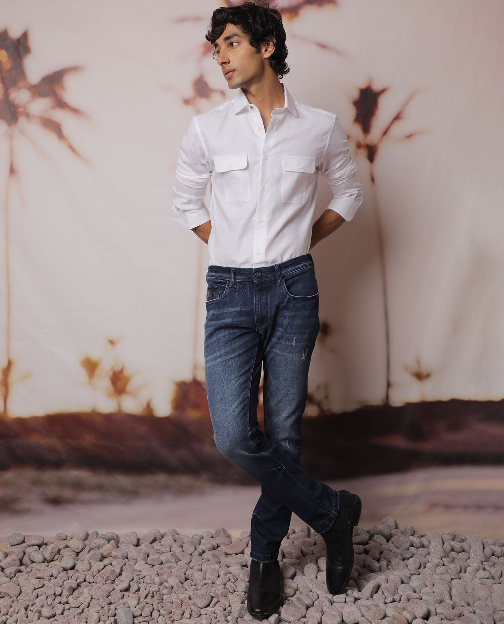 Rare Rabbit Men's Safa Ls White Cotton Plain Regular Fit Full Sleeve Collared Shirt