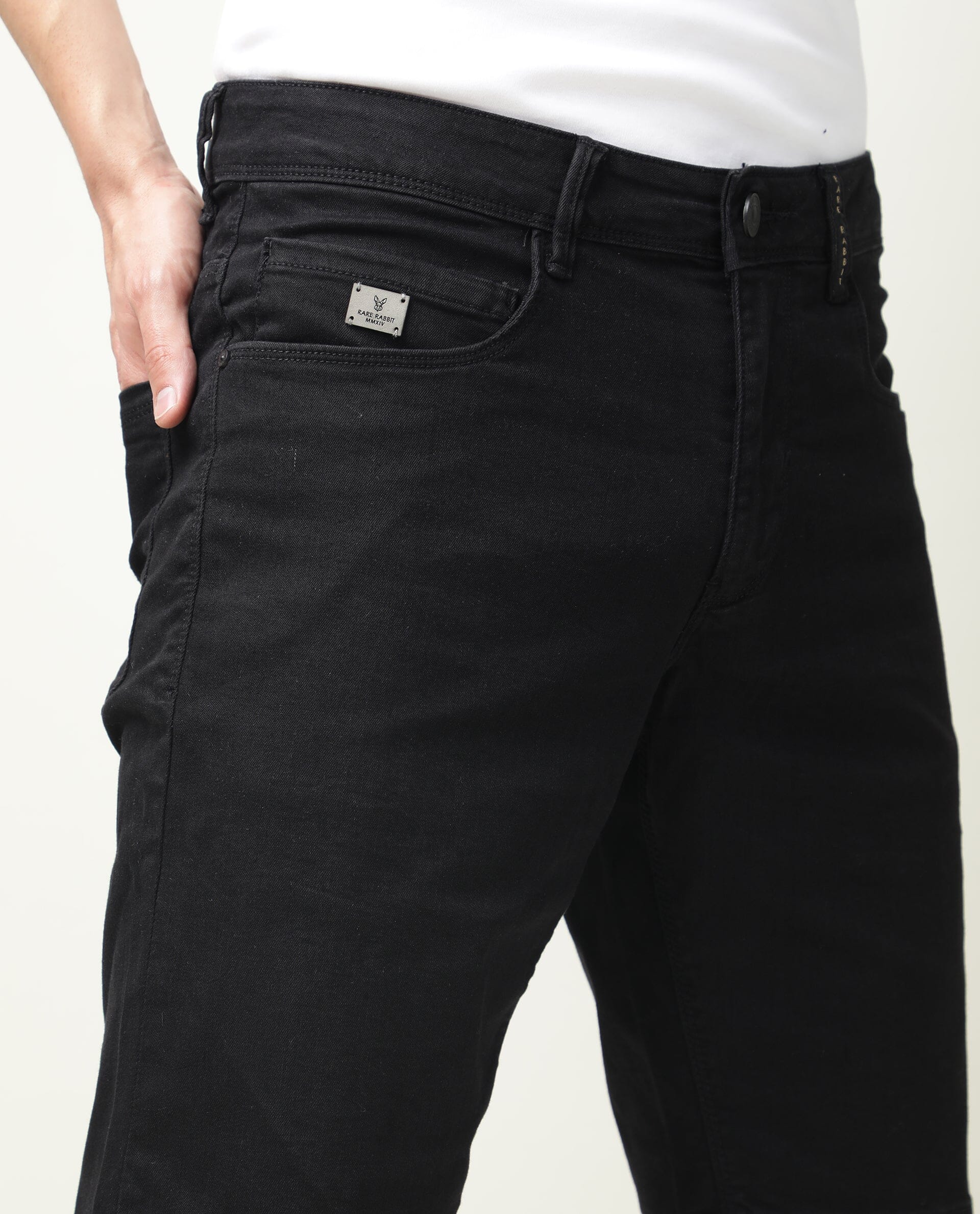 Rare Rabbit Men's Switch Black Cotton Plain Regular Fit Shorts