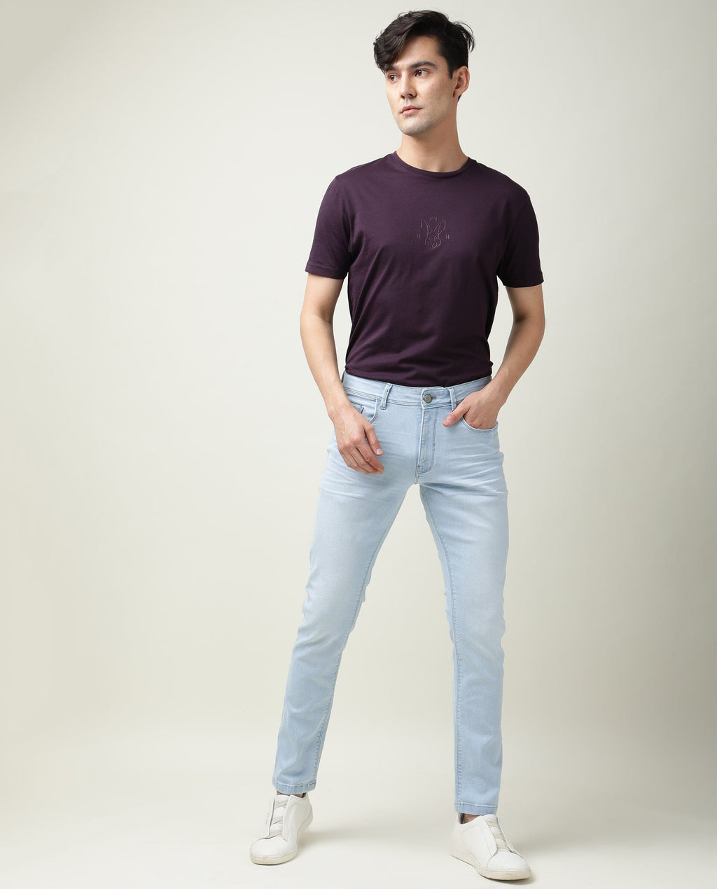 Rare Rabbit Men's Miami Blue Plain Morris Regular Fit Jeans