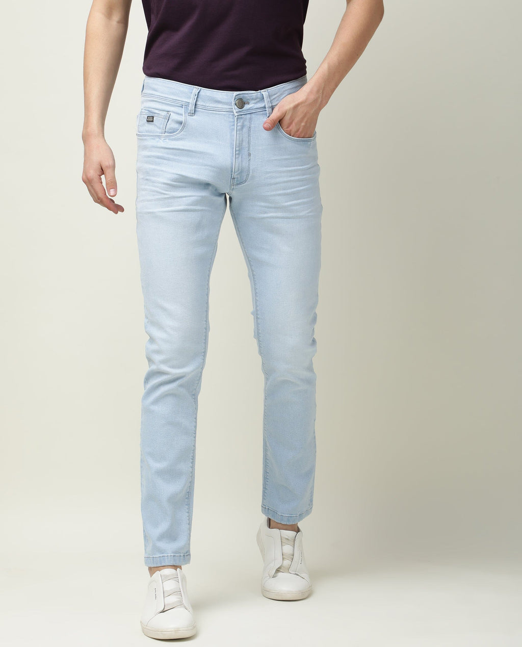 Rare Rabbit Men's Miami Blue Plain Morris Regular Fit Jeans