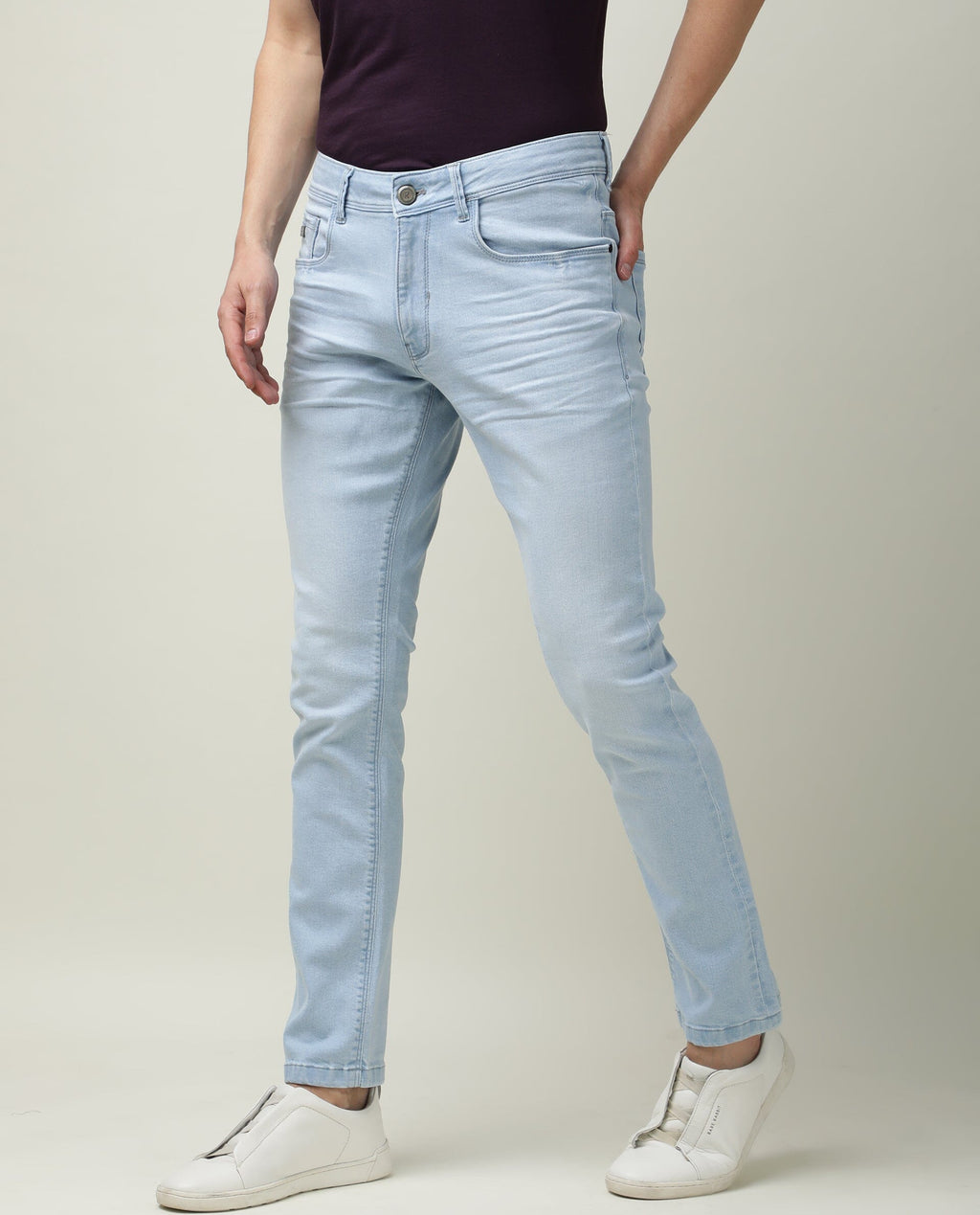 Rare Rabbit Men's Miami Blue Plain Morris Regular Fit Jeans