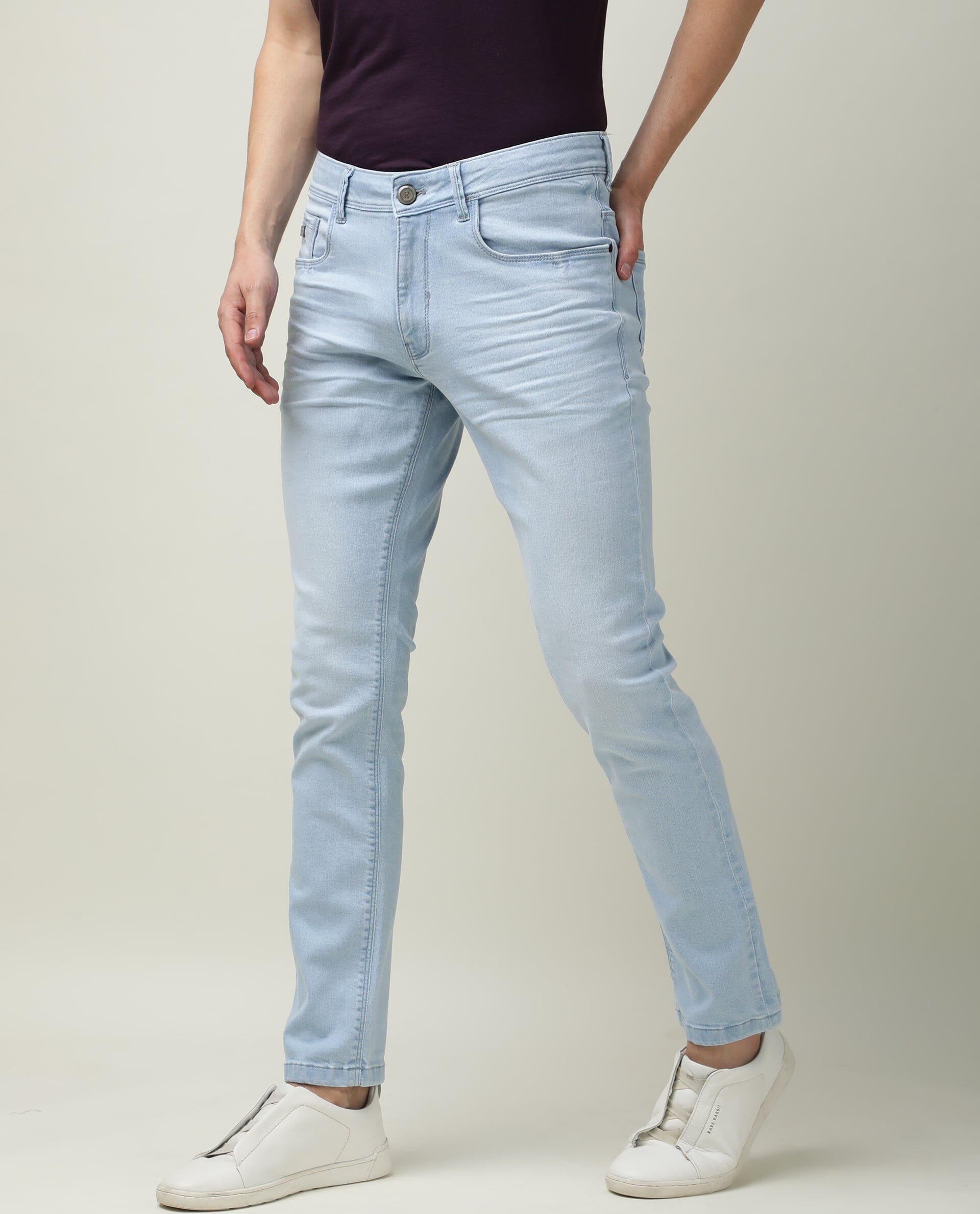 Rare Rabbit Men's Miami Blue Plain Morris Regular Fit Jeans