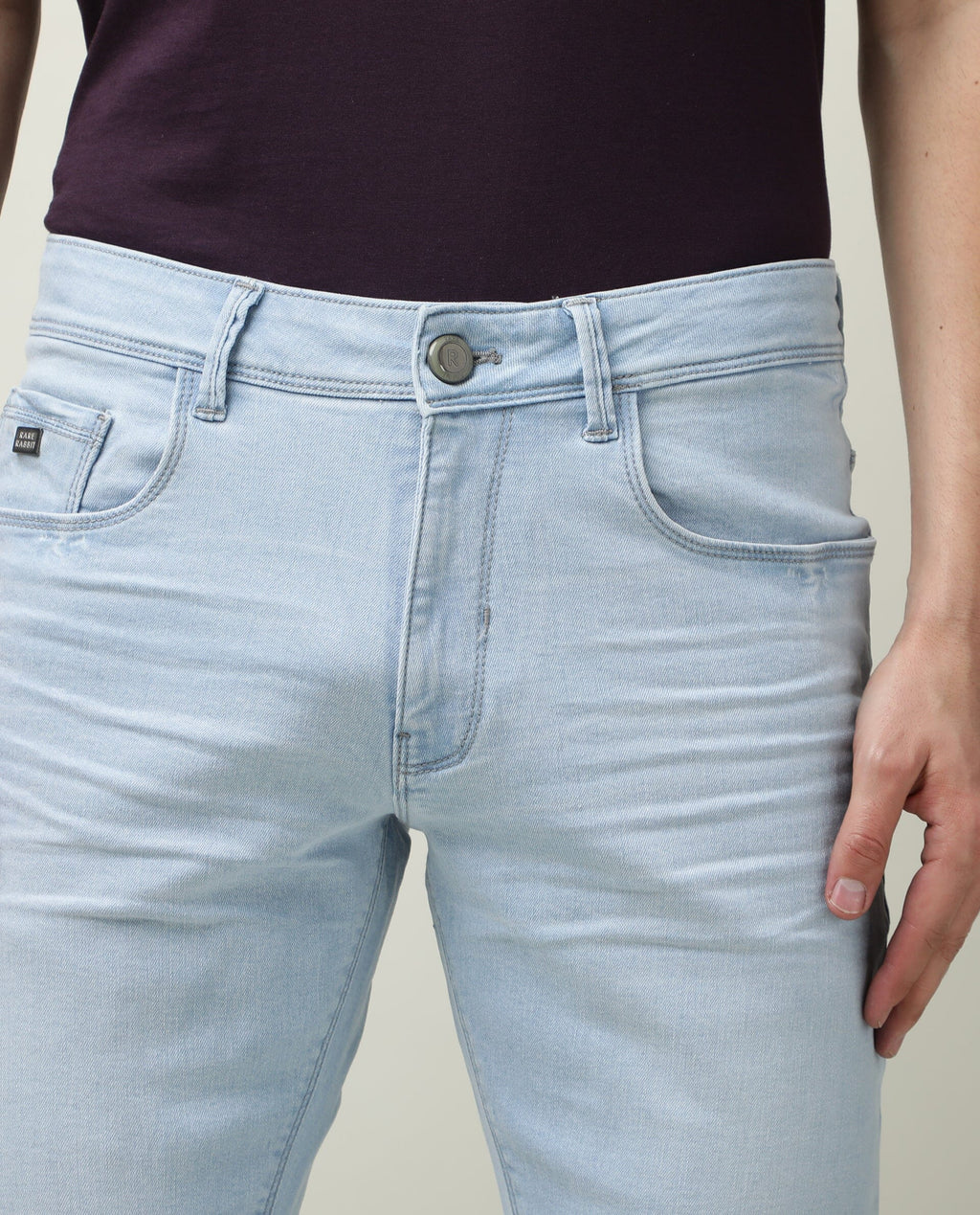 Rare Rabbit Men's Miami Blue Plain Morris Regular Fit Jeans