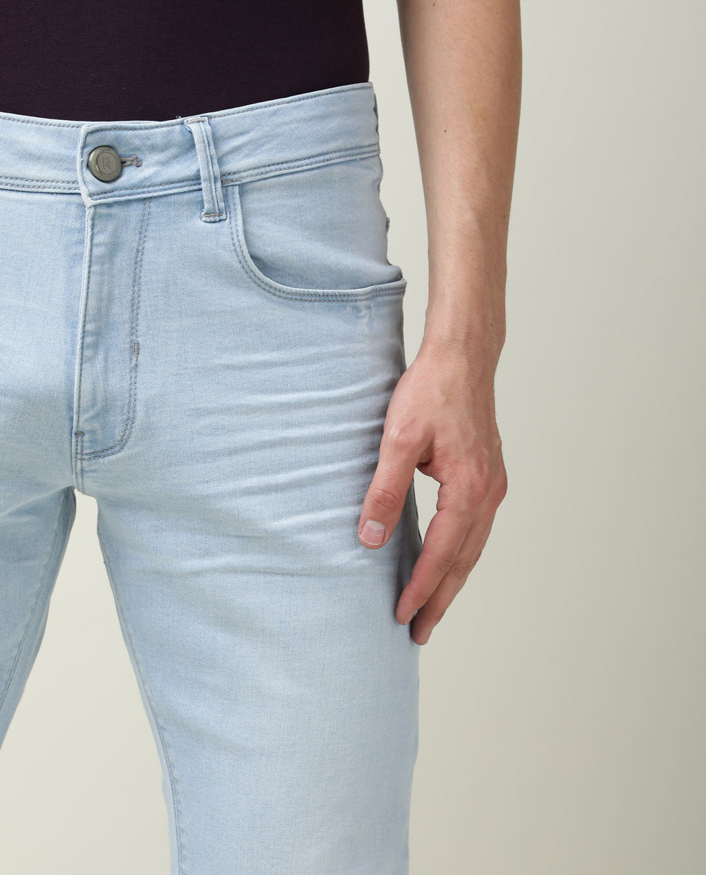 Rare Rabbit Men's Miami Blue Plain Morris Regular Fit Jeans