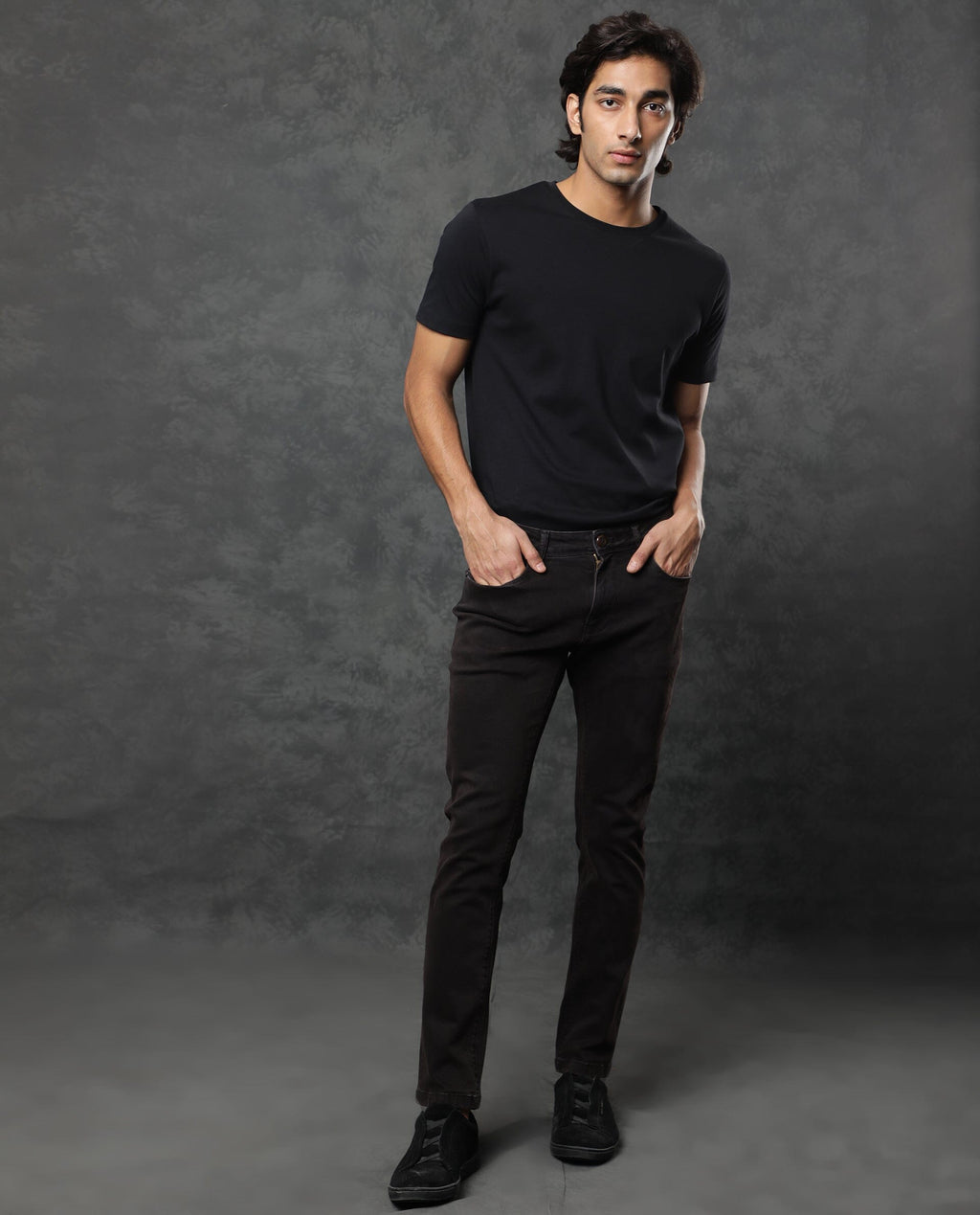 Rare Rabbit Men's Nate Maroon Cotton Plain Hawk Slim Fit Jeans