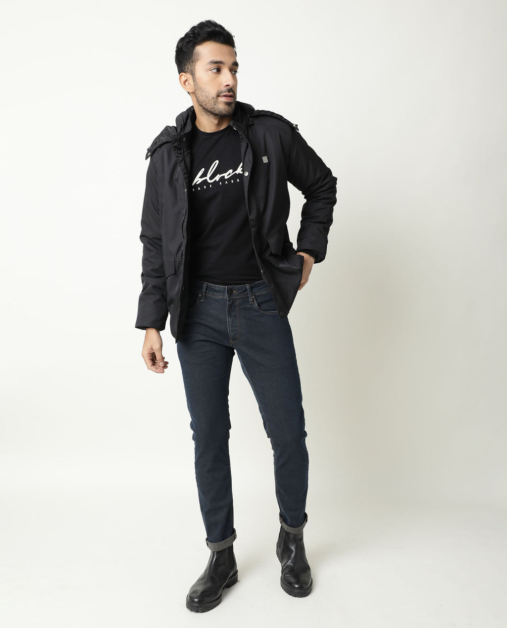 Rare Rabbit Men's Twix Brown Cotton Plain Hawk Slim Fit Jeans