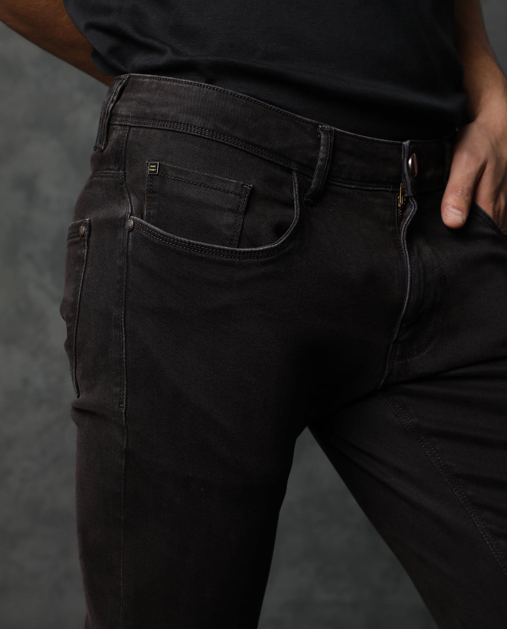 Rare Rabbit Men's Nate Maroon Cotton Plain Hawk Slim Fit Jeans