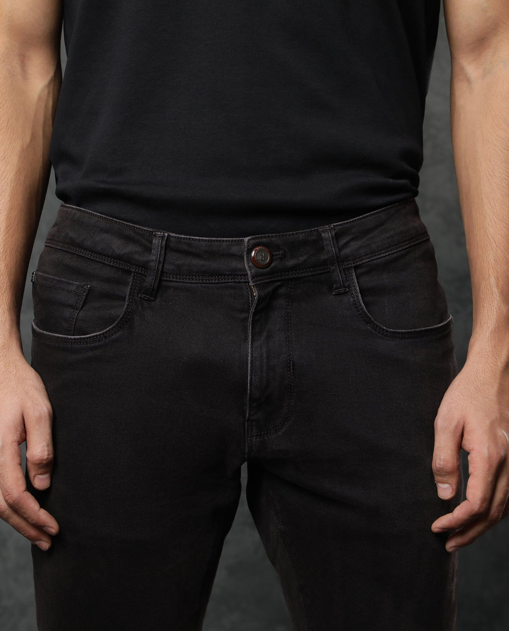 Rare Rabbit Men's Nate Maroon Cotton Plain Hawk Slim Fit Jeans