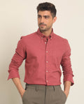 Rare Rabbit Men's Auxfo Pink Cotton Plain Regular Fit Full Sleeve Button-Down Collar Shirt
