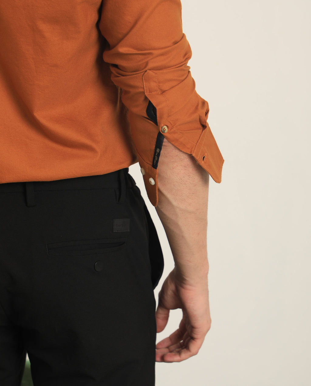 Rare Rabbit Men's Auxfo Rust Cotton Plain Regular Fit Full Sleeve Button-Down Collar Shirt