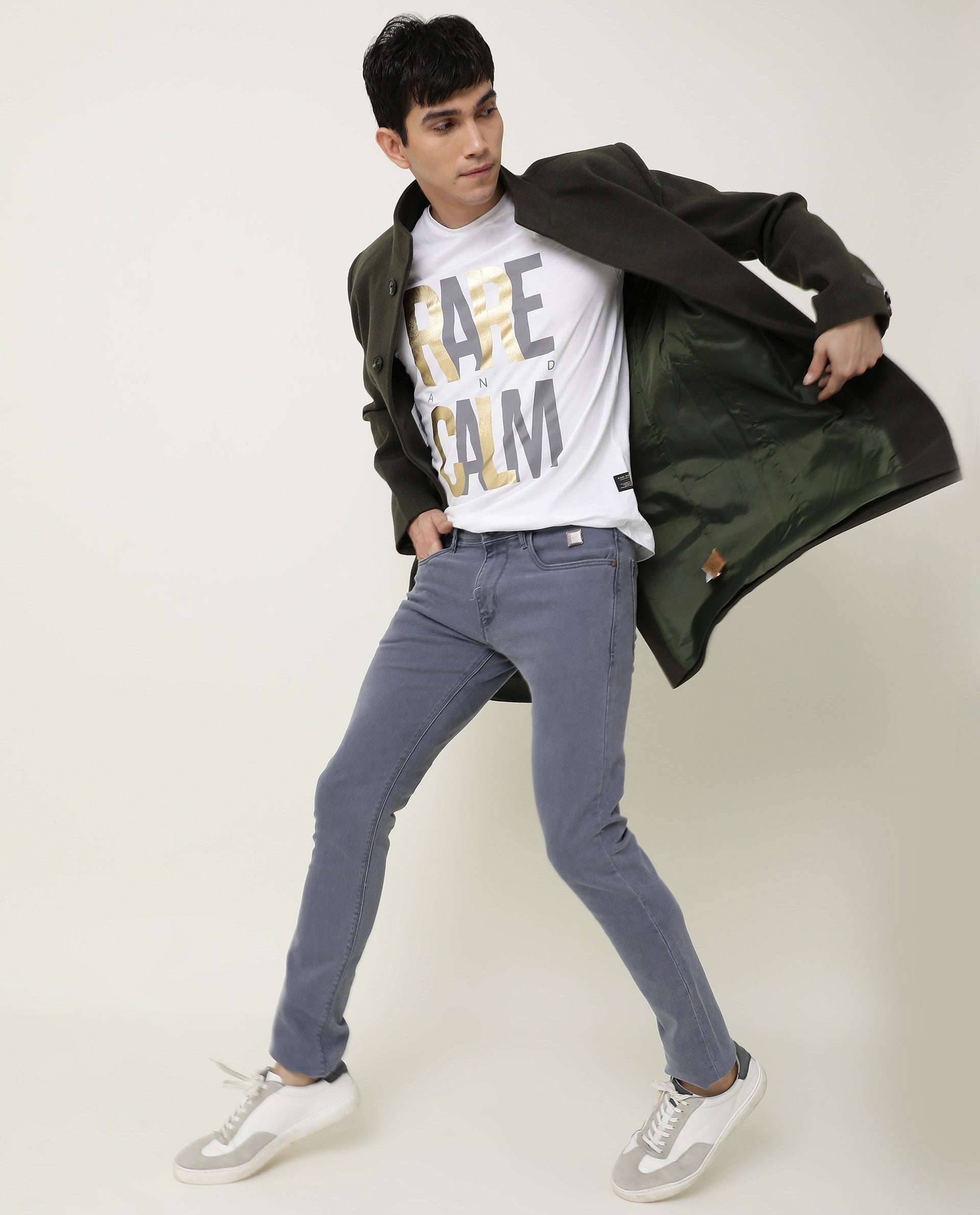 Rare Rabbit Men's Luna Lilac Cotton Plain Hawk Slim Fit Jeans