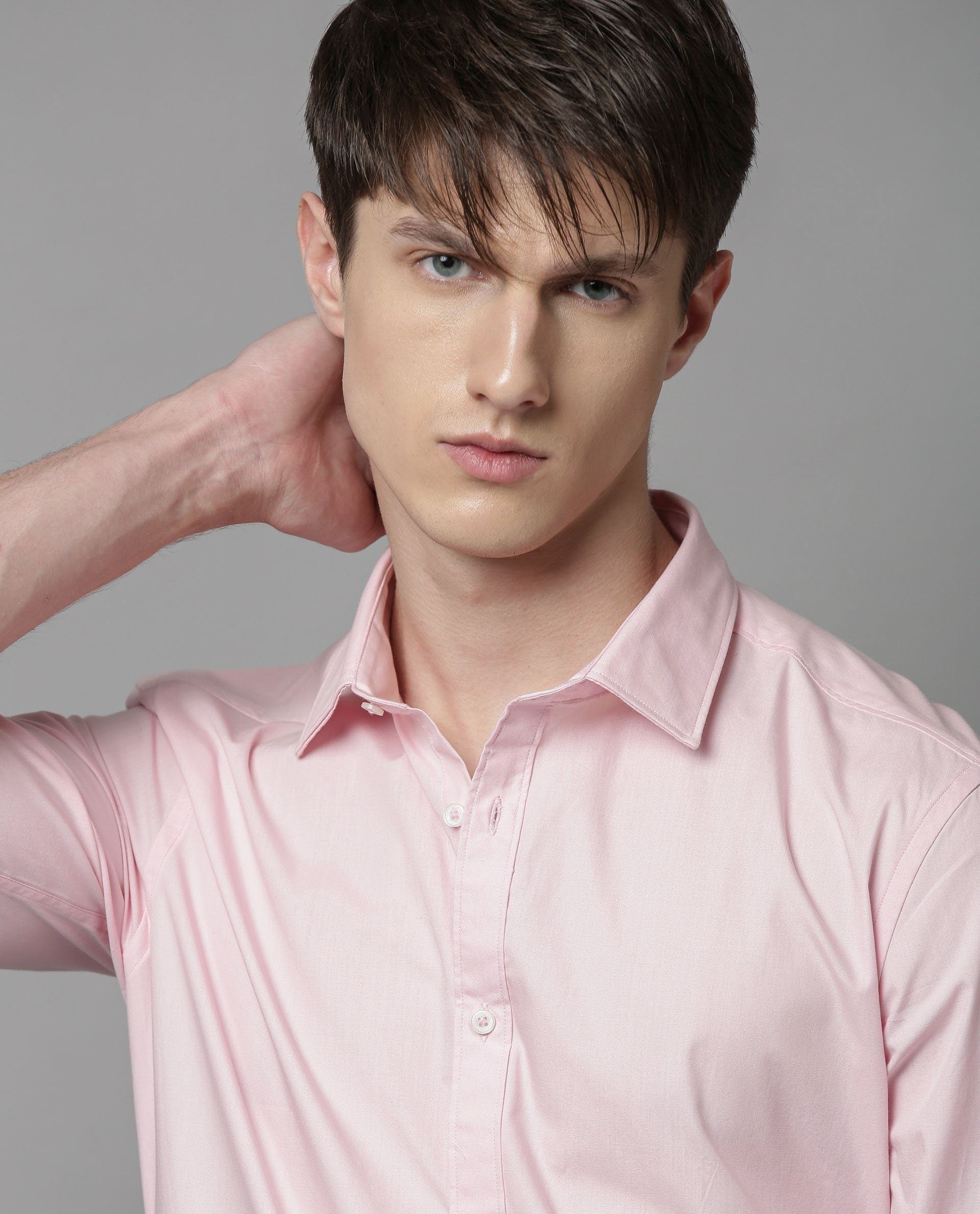 Rare Rabbit Men's Corp-Zander Pink Cotton Regular Fit Full Sleeve Spread Collar Shirt